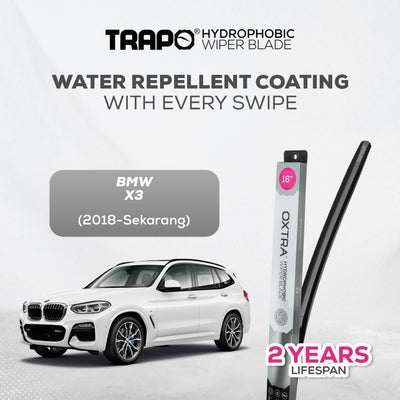 Trapo Hydrophobic Wiper Blade BMW X3 (2018-Sekarang) - Depan - 20' & 26'