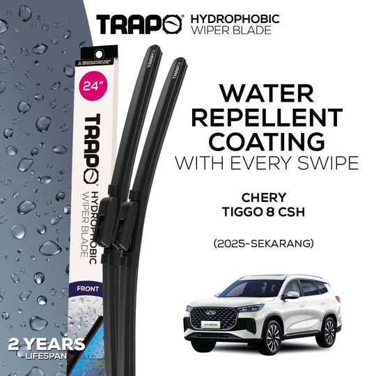 Trapo Hydrophobic Wiper Blade Chery Tiggo 8 CSH (2025 - Sekarang) - Depan - 24' & 17'