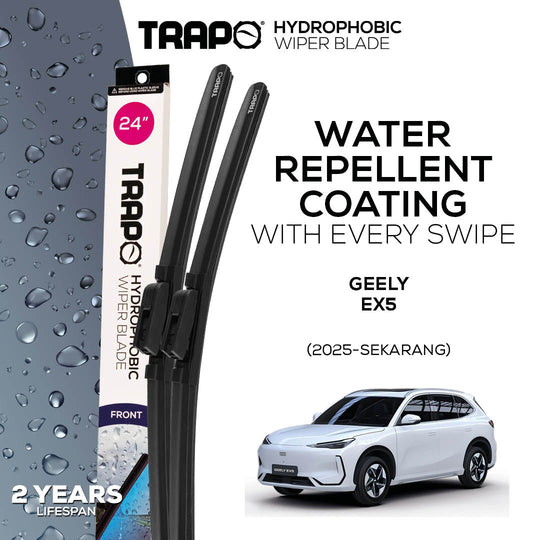 Trapo Hydrophobic Wiper Blade Geely EX5 (2025-Sekarang) - Depan - 24' & 19'